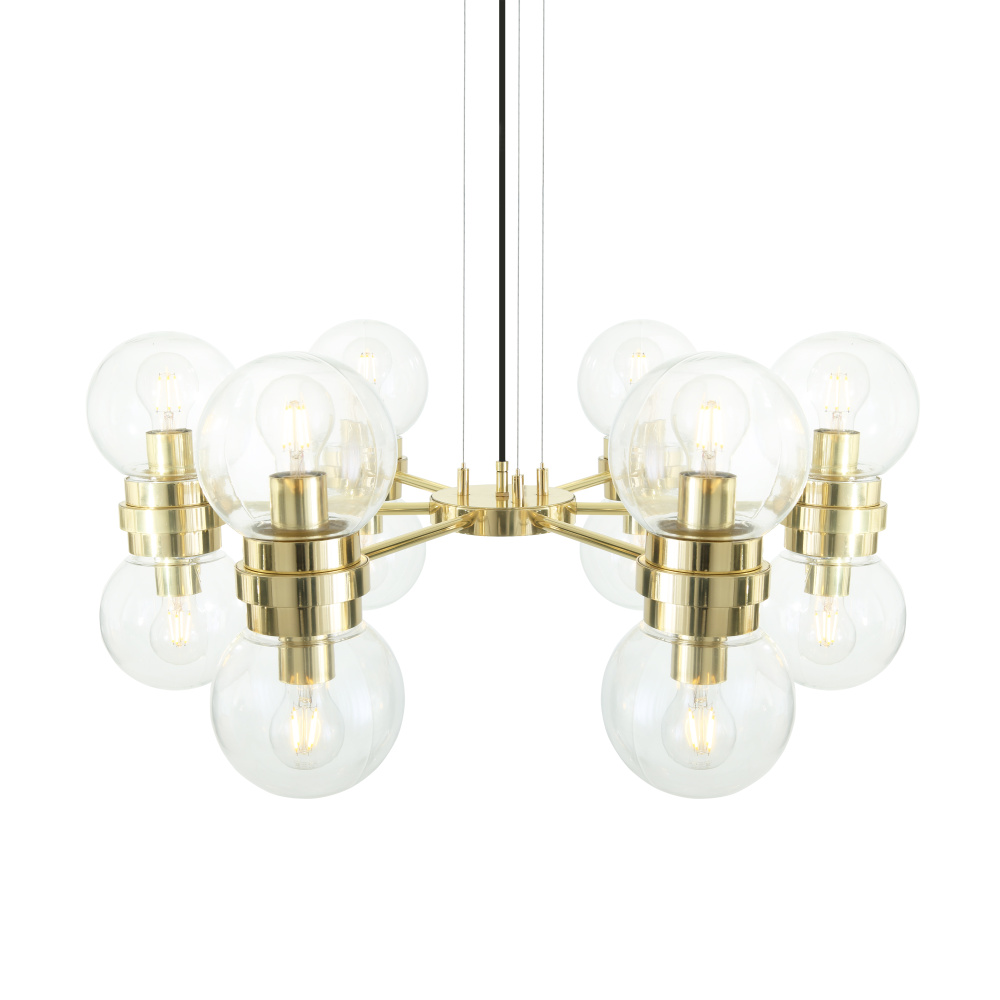 Eske 6 Arm Chandelier | Antique Brass | Clear Glass